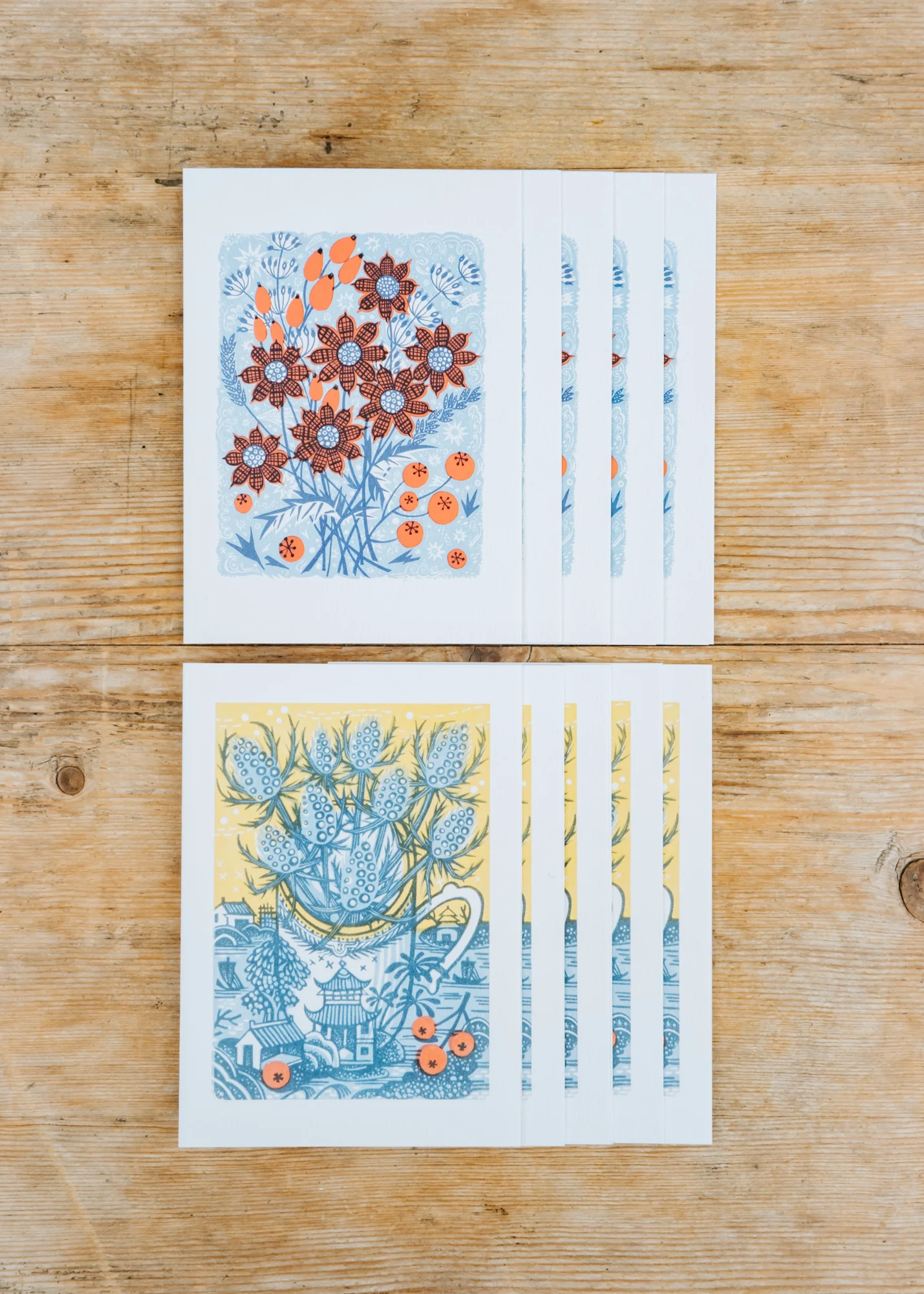 Angie Lewin, 'Frost Flowers' and 'Sea Holly' Printed Notecards, pack of ten