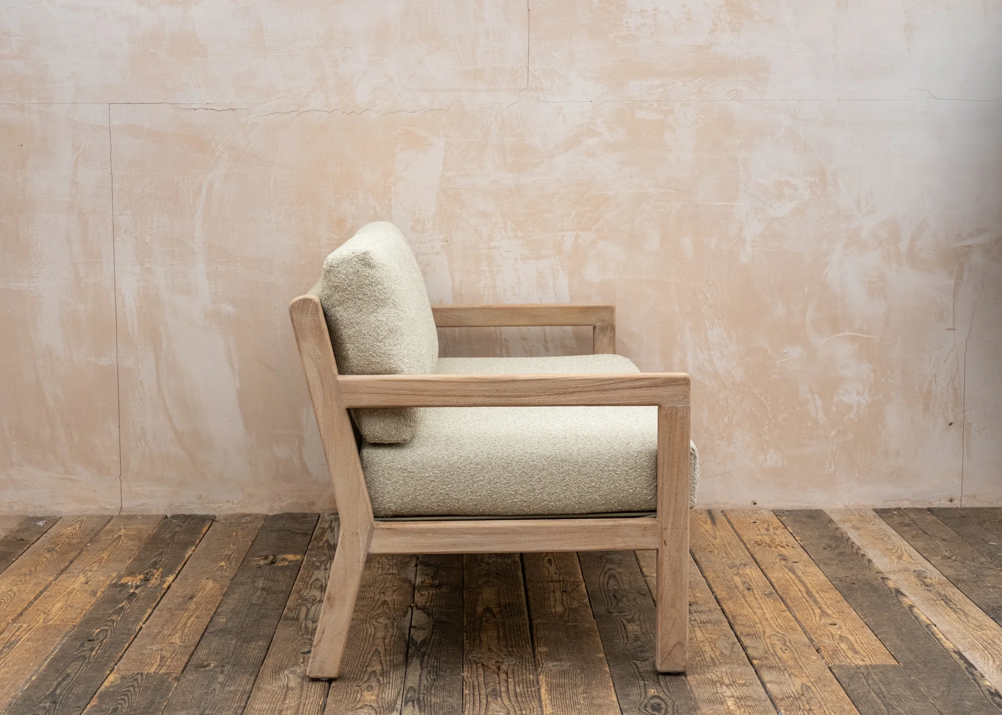 Mario Reclaimed Teak Two Seater Sofa in Natural Grey and Rope with Cushion - Image 2