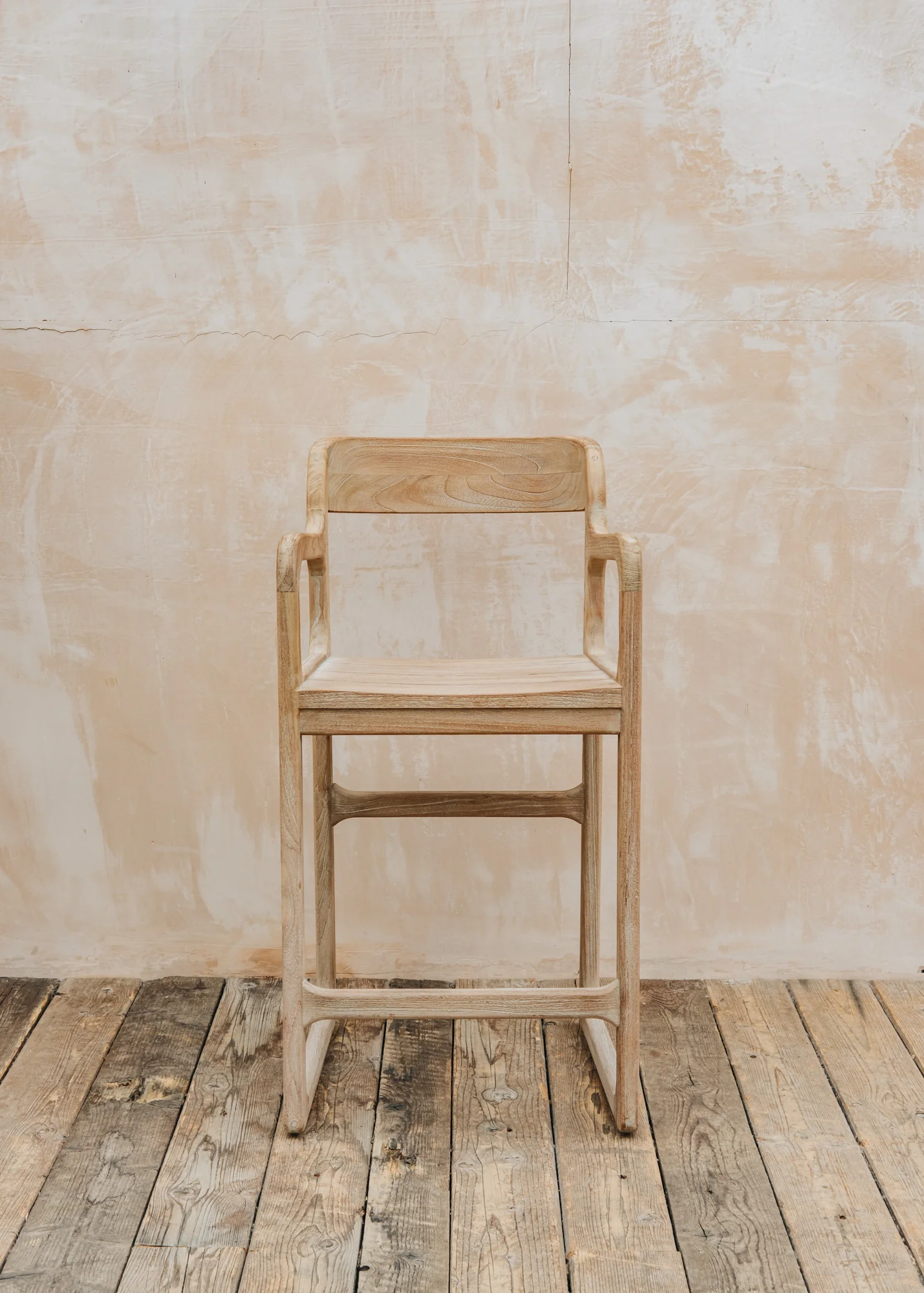 Sally Teak Bar Chair in Natural Grey with Bouclé Cushion - Image 2
