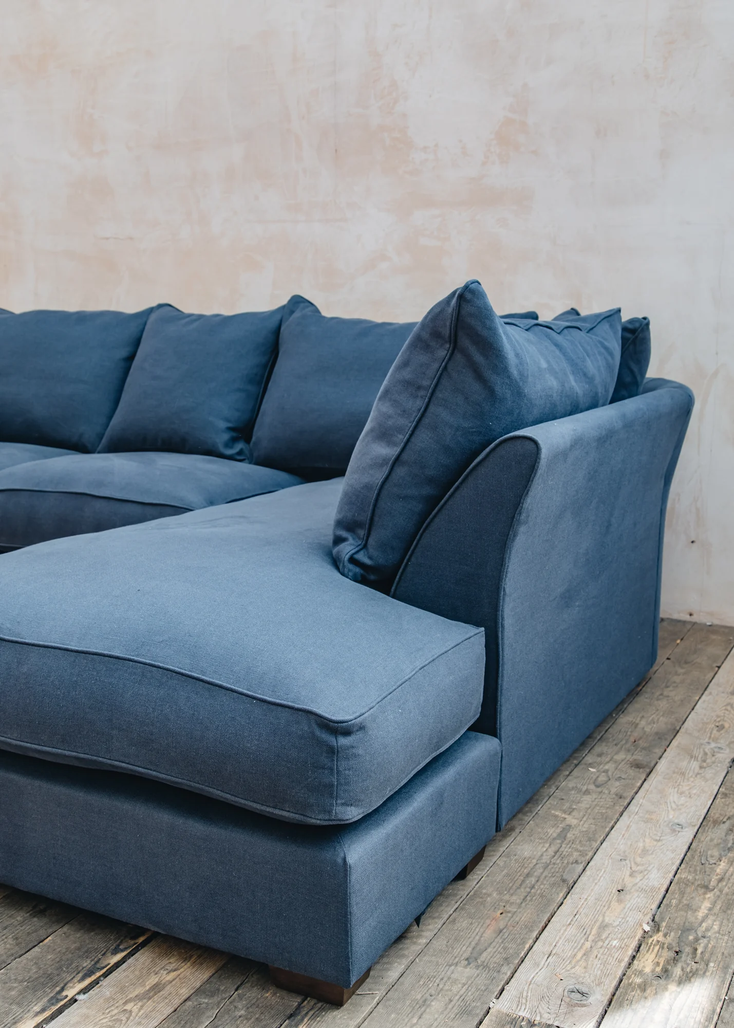 Laurel Chaise Modular Two-Piece Sofa in Indigo Slubby Linen - Image 2