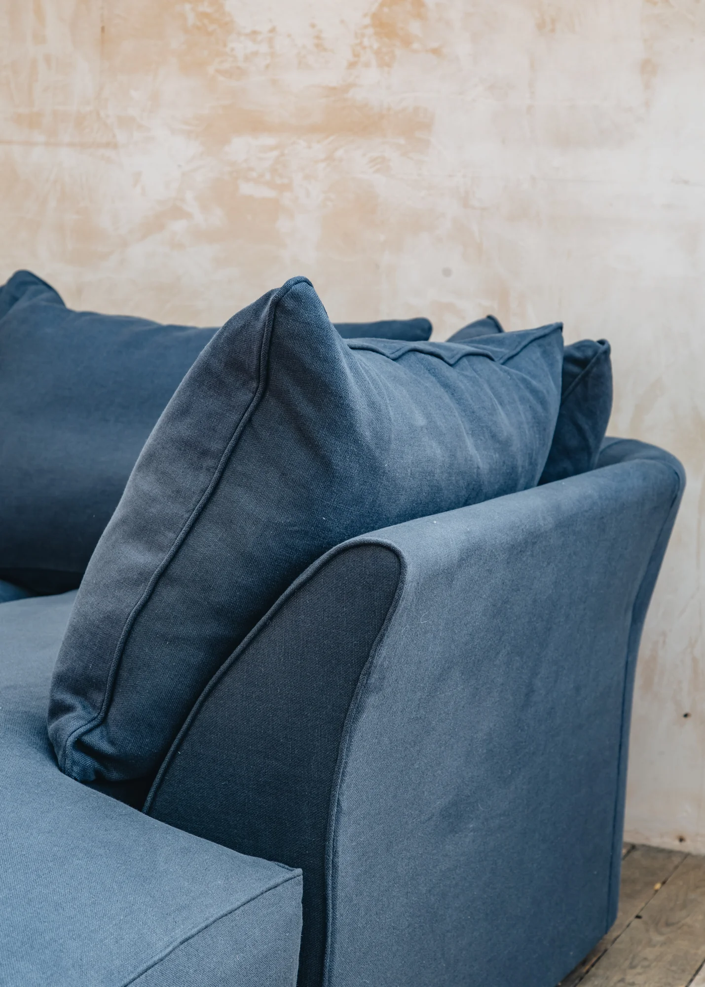 Laurel Chaise Modular Two-Piece Sofa in Indigo Slubby Linen - Image 3