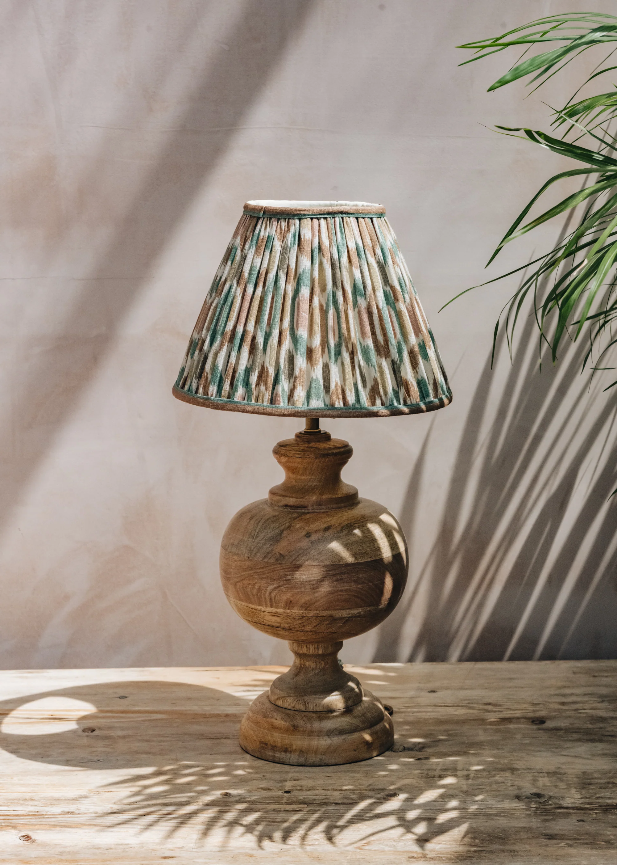 GP & J Baker Ikat Spot Linen Empire Shade in Teal and Brown, 25cm