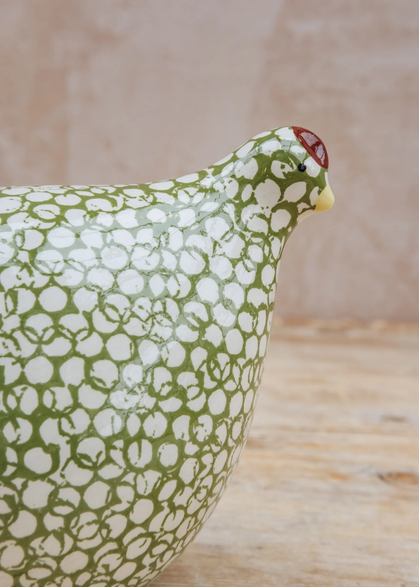 Ceramic Quail in White Spotted Green - Image 2