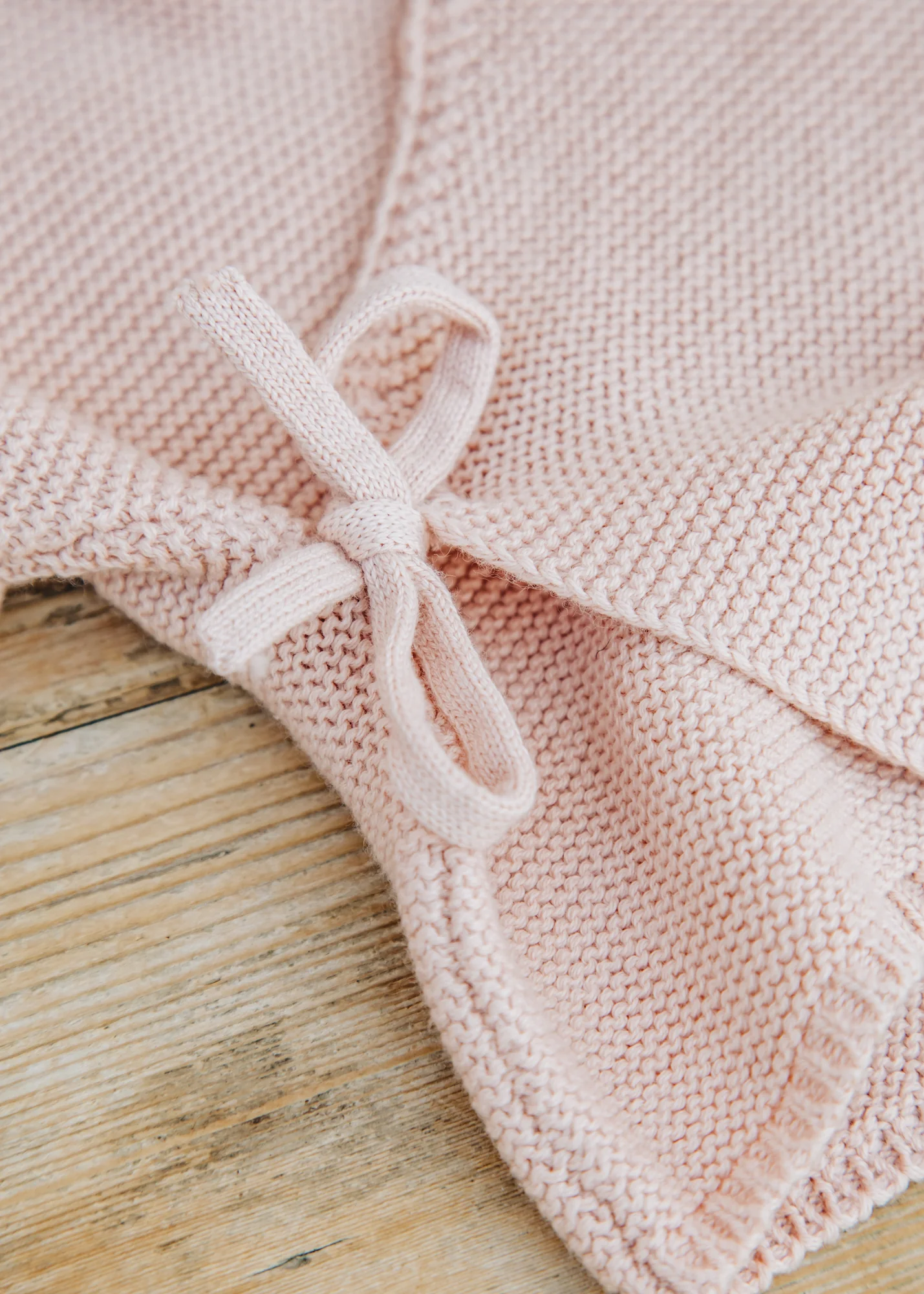 Babies' Knitted Wraparound Long Sleeve Siva Top in Powder - Image 3
